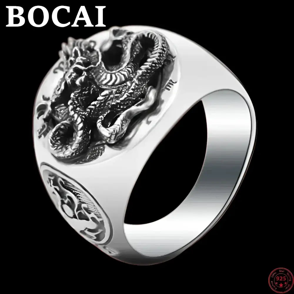 Silver dragon ring.