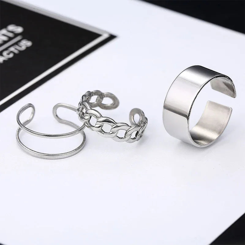 Stainless Steel Hip Hop Ring for Men Women - Adjustable Punk Minimalist Fashion Jewelry - Buzzastore