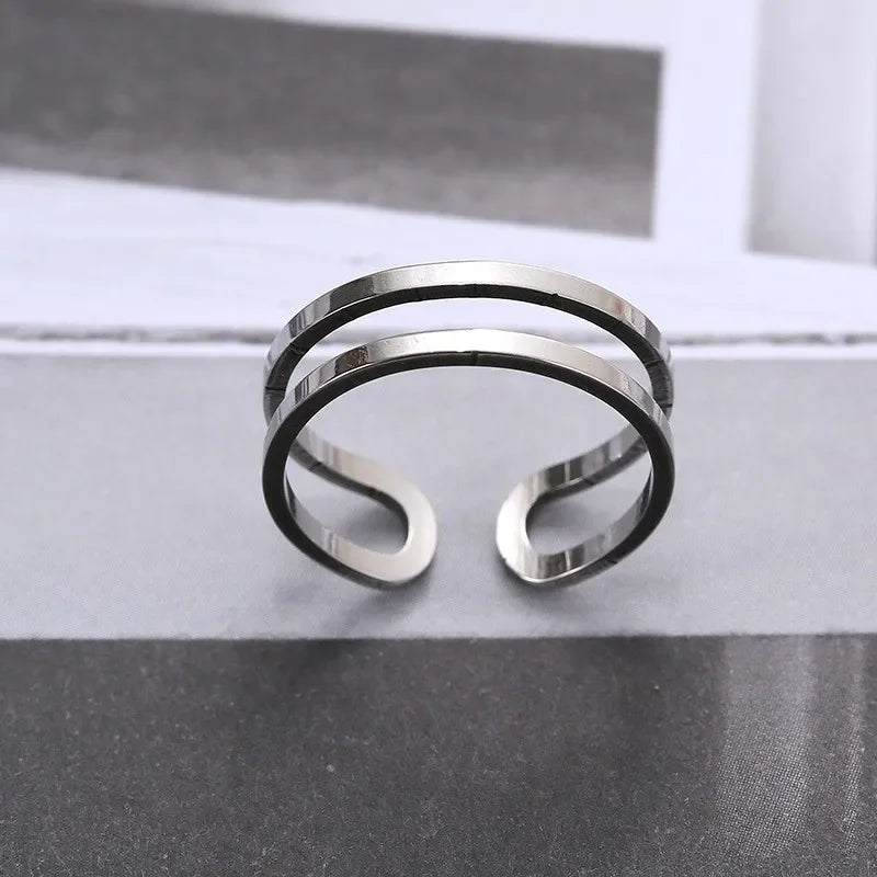Stainless Steel Hip Hop Ring for Men Women - Adjustable Punk Minimalist Fashion Jewelry - Buzzastore