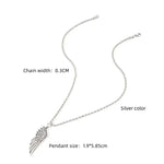 Mens Feather Pendant Necklace in Stainless Steel with Twisted Chain - Buzzastore