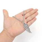 Mens Feather Pendant Necklace in Stainless Steel with Twisted Chain - Buzzastore