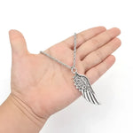 Mens Feather Pendant Necklace in Stainless Steel with Twisted Chain - Buzzastore