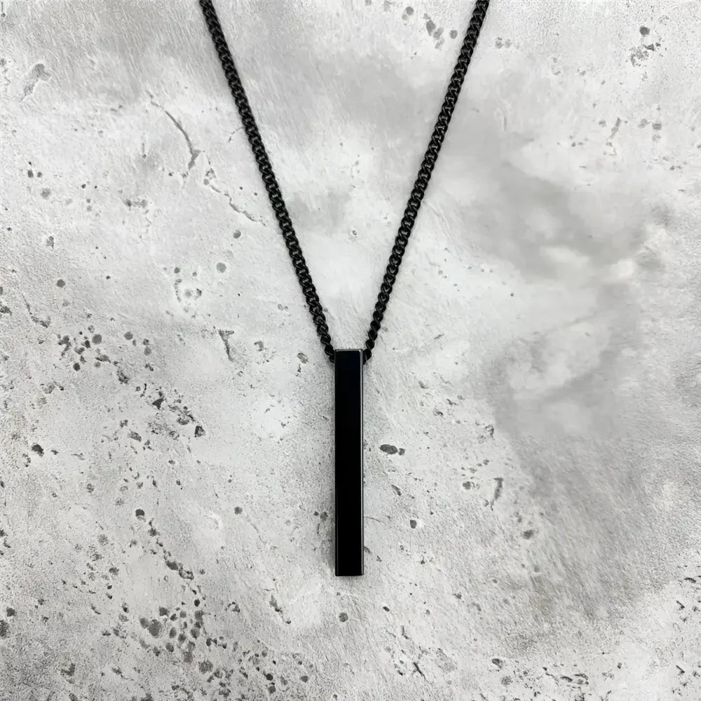 Stainless Steel Rectangle Pendant Necklace for Men - Stylish Fashion Accessory - Buzzastore