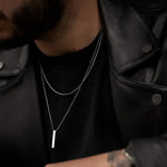 Stainless Steel Rectangle Pendant Necklace for Men - Stylish Fashion Accessory - Buzzastore