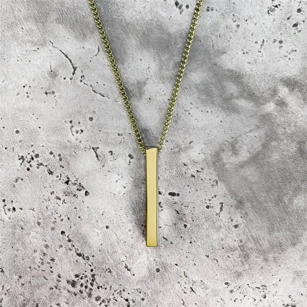 Stainless Steel Rectangle Pendant Necklace for Men - Stylish Fashion Accessory - Buzzastore