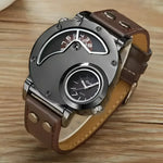 Oulm Mens Quartz Watch with Leather Band Stylish Fashion Accessory - Buzzastore