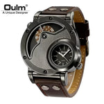 Oulm Mens Quartz Watch with Leather Band Stylish Fashion Accessory - Buzzastore