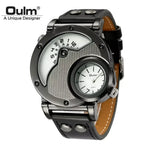 Oulm Mens Quartz Watch with Leather Band Stylish Fashion Accessory - Buzzastore