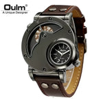 Oulm Mens Quartz Watch with Leather Band Stylish Fashion Accessory - Buzzastore
