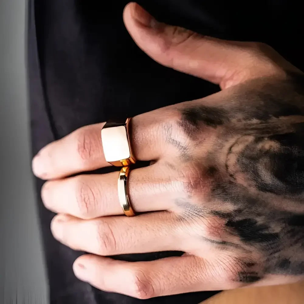 Mens Steel Round Finger Ring - Classic Style for Everyday Wear - Buzzastore