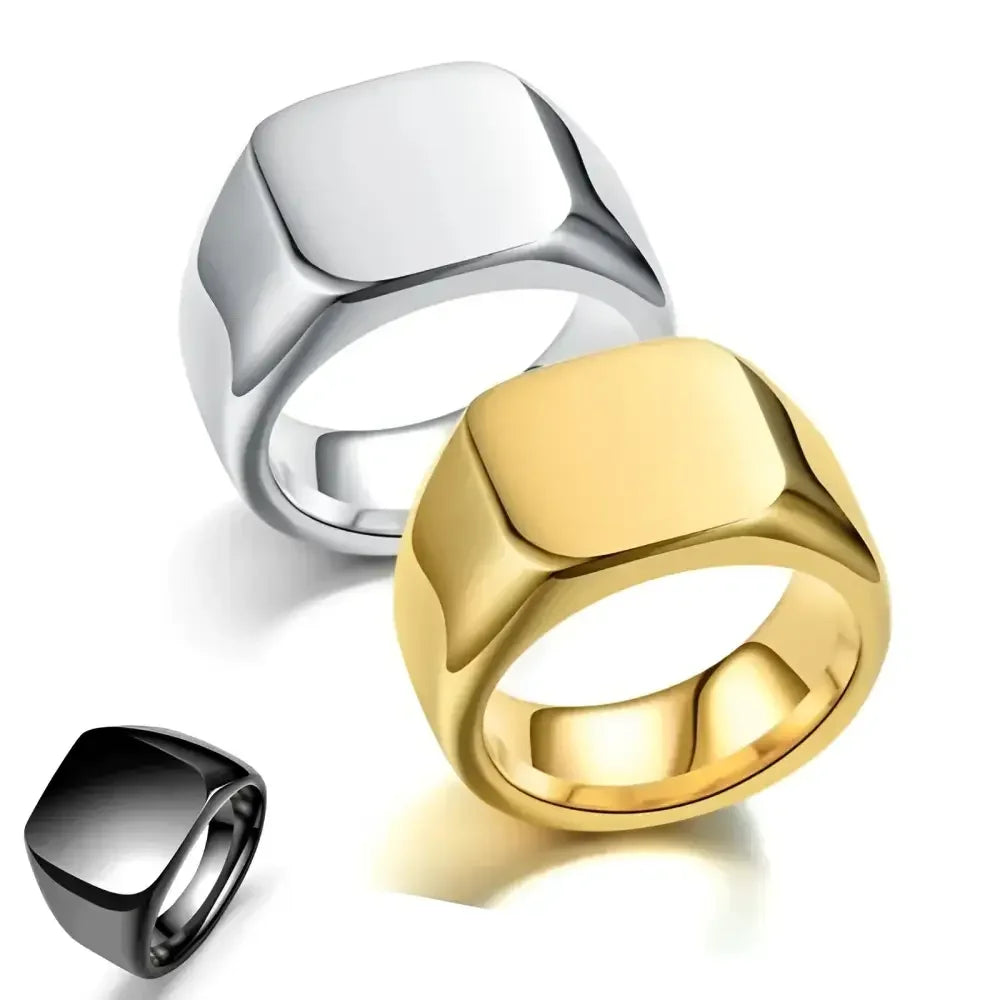 Mens Steel Round Finger Ring - Classic Style for Everyday Wear - Buzzastore