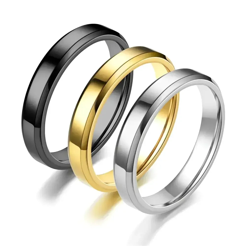 Mens Steel Round Finger Ring - Classic Style for Everyday Wear - Buzzastore