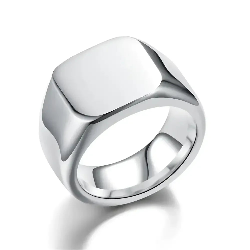 Mens Steel Round Finger Ring - Classic Style for Everyday Wear - Buzzastore