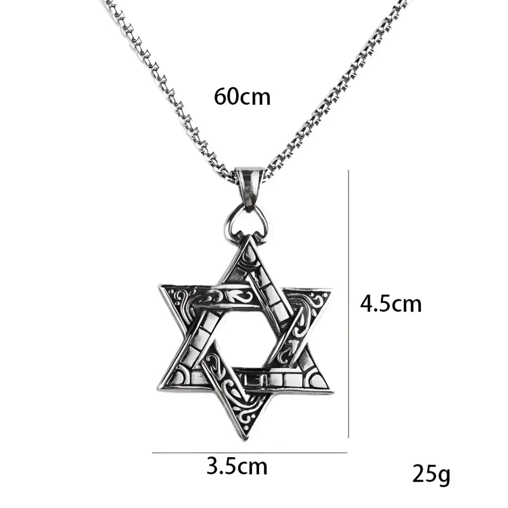 Silver Star of David Pendant Necklace - Elegant Jewish Jewelry Accessory - Buzzastore