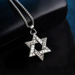 Silver Star of David Pendant Necklace - Elegant Jewish Jewelry Accessory - Buzzastore