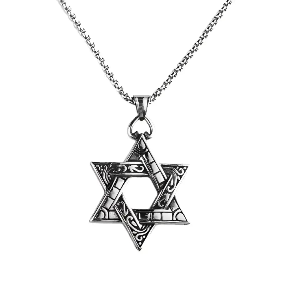 Silver Star of David Pendant Necklace - Elegant Jewish Jewelry Accessory - Buzzastore