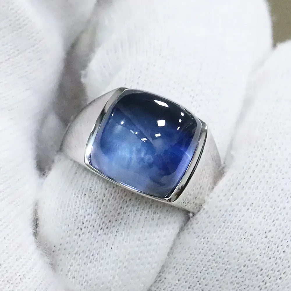 Mens Sterling Silver Ring with Sapphire Accent - Elegant Jewelry for Every Occasion - Buzzastore