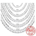 Wholesale Men's 925 Sterling Silver Necklace 2/4/6/8/10/12MM 40-75cm Chain Lobster Clasp Man Boy Women Engagement Jewelry - Buzzastore