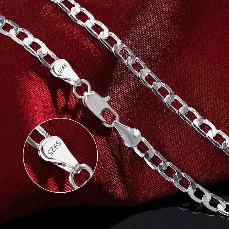 Wholesale Men's 925 Sterling Silver Necklace 2/4/6/8/10/12MM 40-75cm Chain Lobster Clasp Man Boy Women Engagement Jewelry - Buzzastore