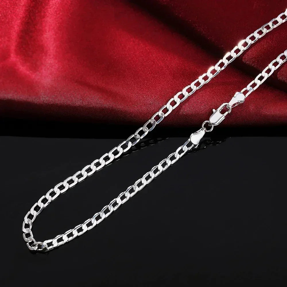 Wholesale Men's 925 Sterling Silver Necklace 2/4/6/8/10/12MM 40-75cm Chain Lobster Clasp Man Boy Women Engagement Jewelry - Buzzastore