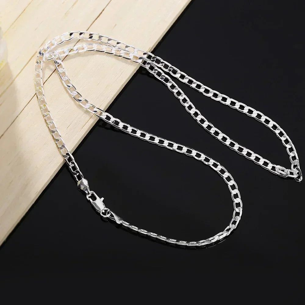 Wholesale Men's 925 Sterling Silver Necklace 2/4/6/8/10/12MM 40-75cm Chain Lobster Clasp Man Boy Women Engagement Jewelry - Buzzastore