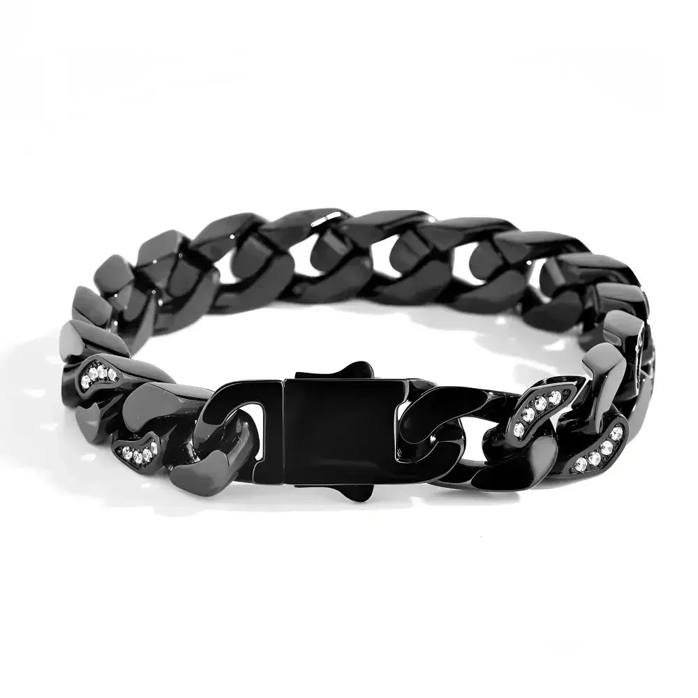 NUOYA Mens Gold Stainless Steel Cuban Link Bracelet - Stylish Durable Accessory - Buzzastore