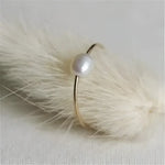 14k Gold Filled Solitaire Pearl Ring - Elegant Minimalist Jewelry - Buzzastore