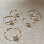 14k Gold Filled Solitaire Pearl Ring - Elegant Minimalist Jewelry - Buzzastore