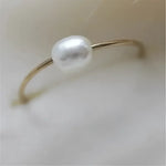 14k Gold Filled Solitaire Pearl Ring - Elegant Minimalist Jewelry - Buzzastore