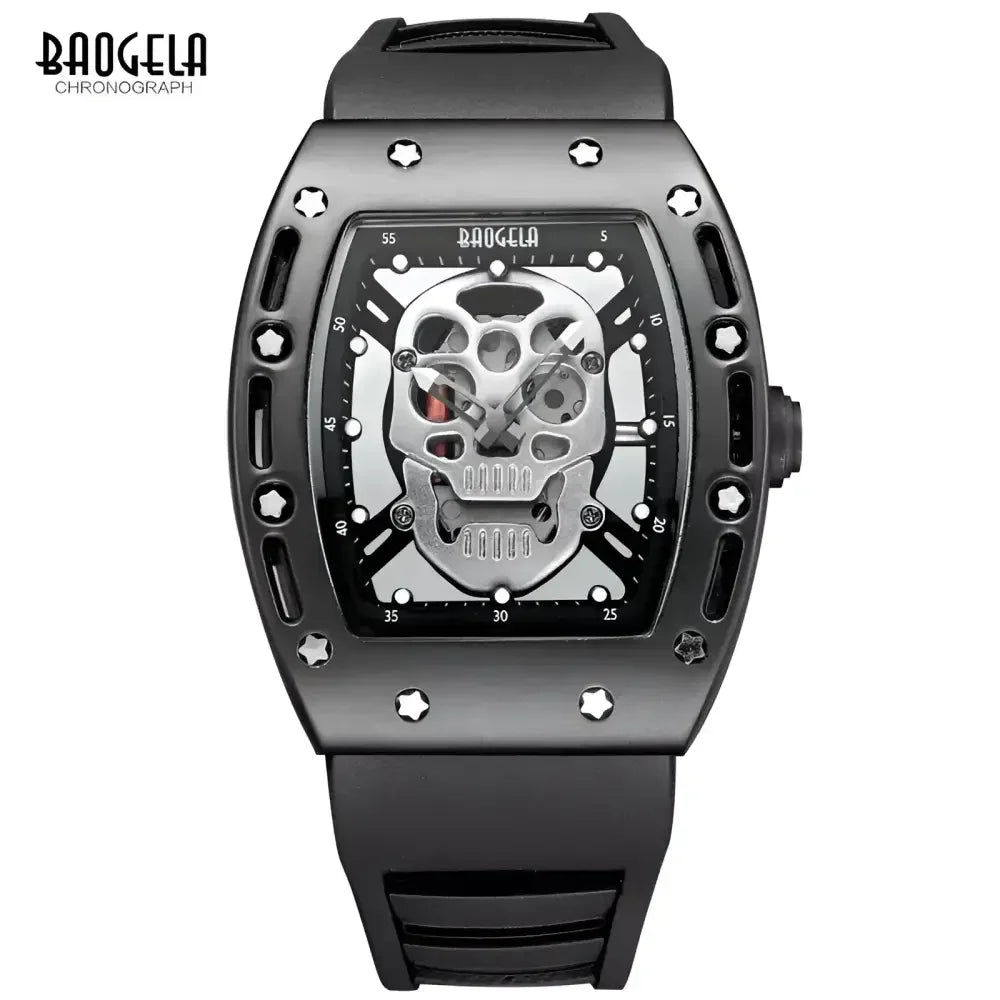 Luminous Skeleton Skull Quartz Watch for Men - BAOGELA Fashion Timepiece - Buzzastore