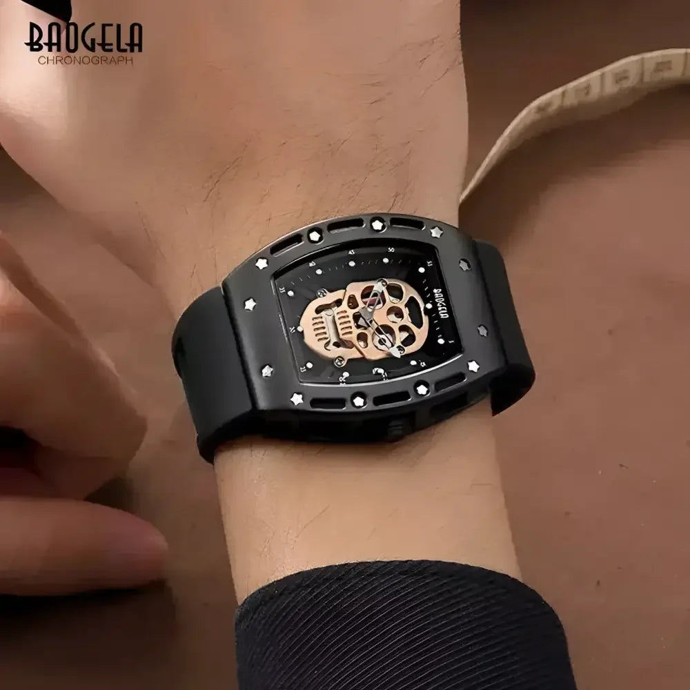 Luminous Skeleton Skull Quartz Watch for Men - BAOGELA Fashion Timepiece - Buzzastore