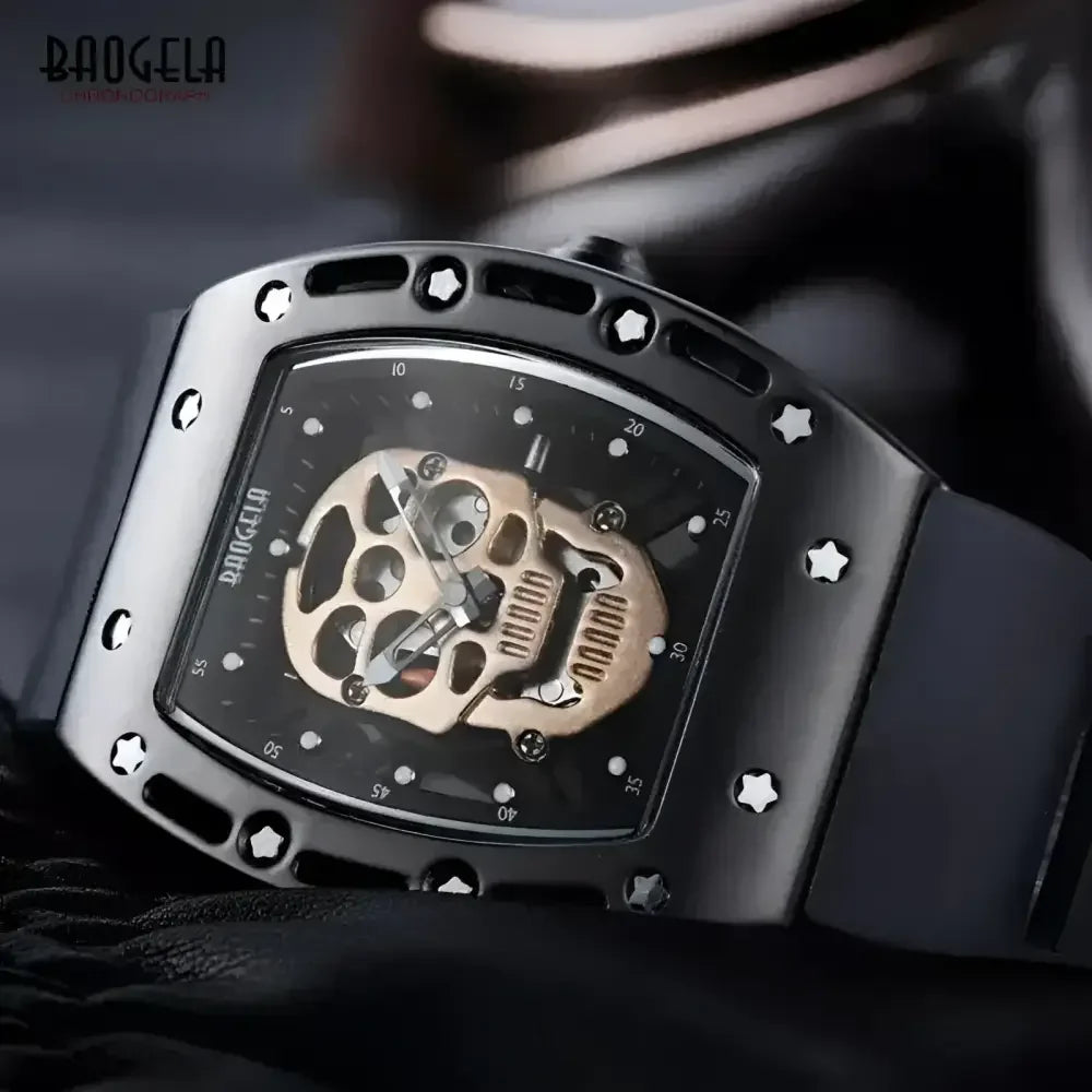 Luminous Skeleton Skull Quartz Watch for Men - BAOGELA Fashion Timepiece - Buzzastore