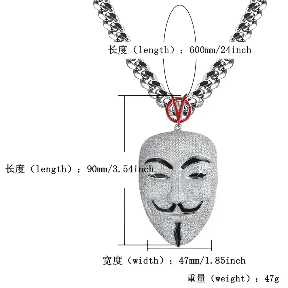 V for Vendetta Hip Hop Necklace by KeloKang - Stylish Accessory for Fans - Buzzastore