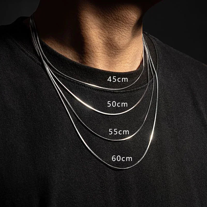 925 Sterling Silver 2MM Snake Link Chain Necklace for Men Women - Punk Hip-Hop Style Jewelry Gift - Buzzastore