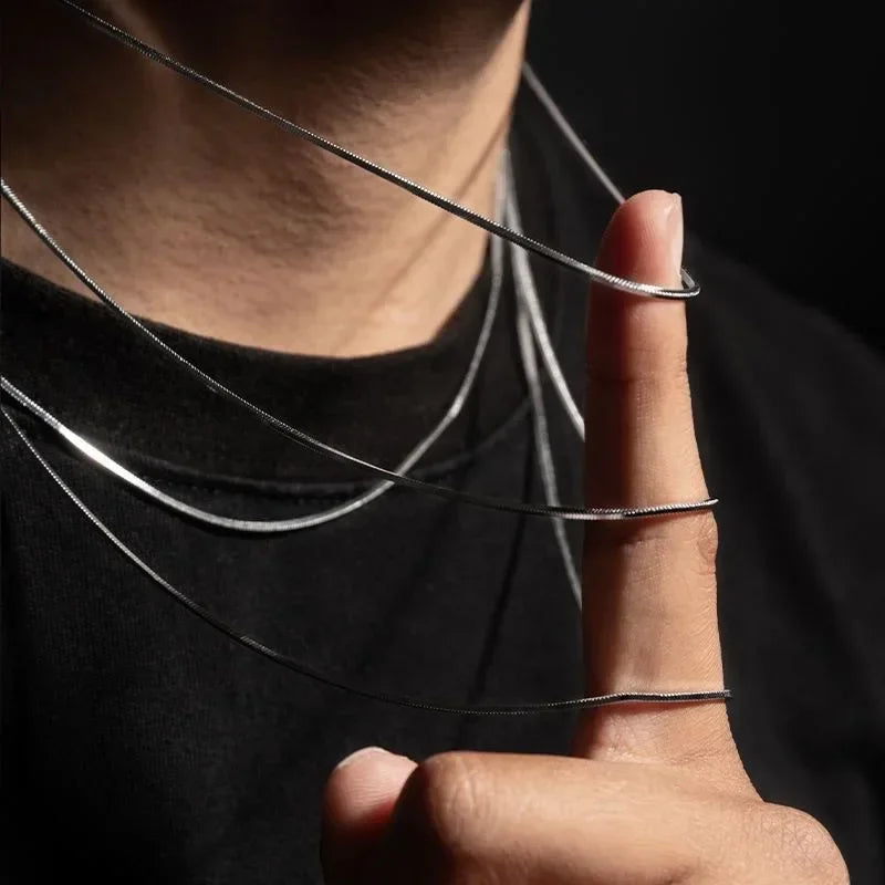 925 Sterling Silver 2MM Snake Link Chain Necklace for Men Women - Punk Hip-Hop Style Jewelry Gift - Buzzastore