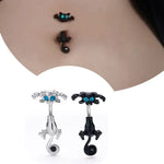 Cartoon Cat Belly Piercing for Women - 316L Stainless Steel Long Flower Navel Jewelry with Zircon - Buzzastore