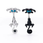 Cartoon Cat Belly Piercing for Women - 316L Stainless Steel Long Flower Navel Jewelry with Zircon - Buzzastore