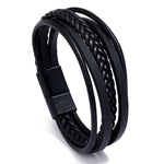Genuine Leather Mens Bracelet with Alloy Magnetic Clasp Simple OL Style Wristband Jewelry - Buzzastore