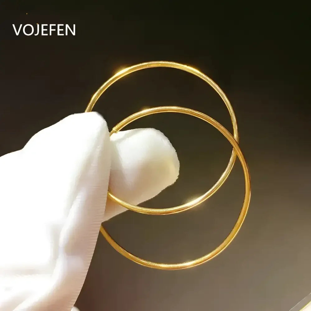 18k Pure Gold Hoop Earrings - Elegant Jewelry for Any Occasion - Buzzastore
