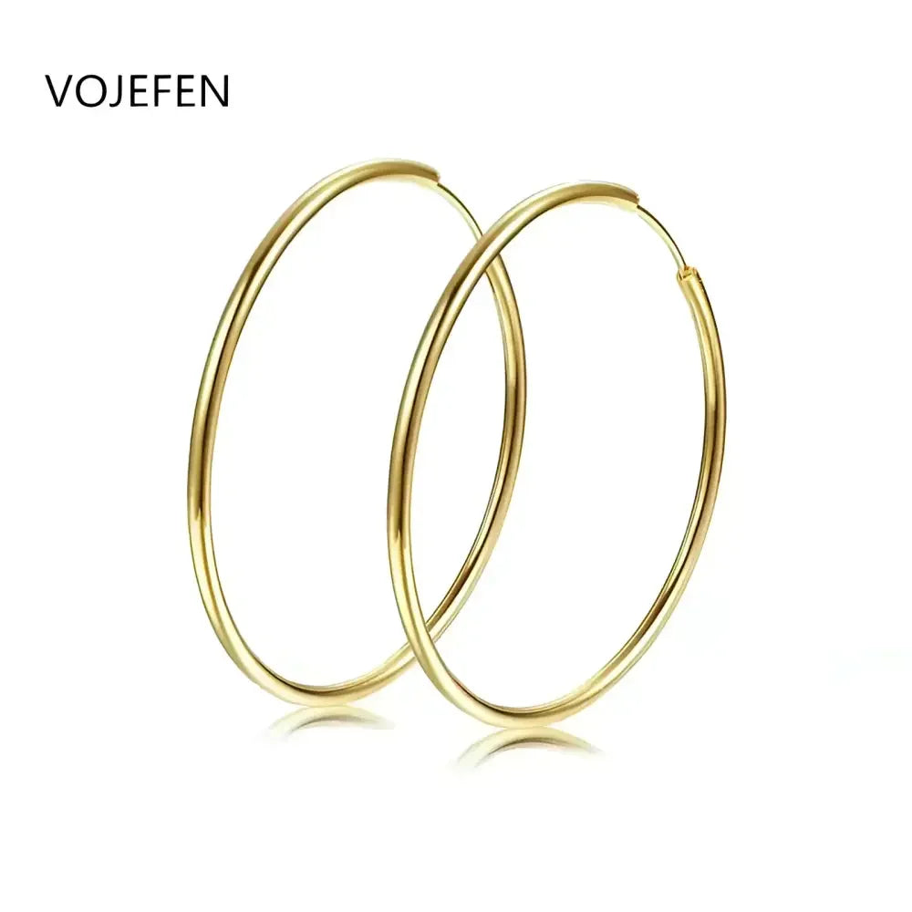 18k Pure Gold Hoop Earrings - Elegant Jewelry for Any Occasion - Buzzastore