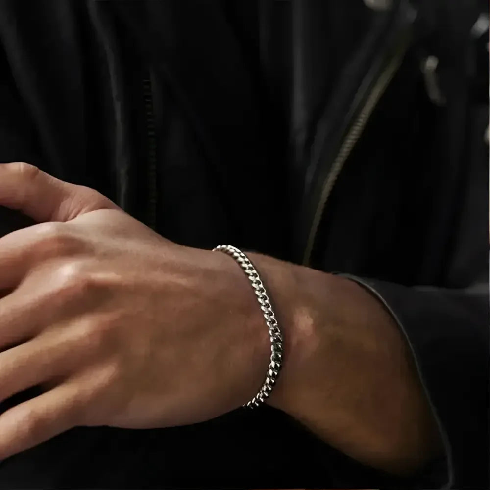 Vnox Silver Chunky Miami Curb Chain Bracelet for Men - Buzzastore