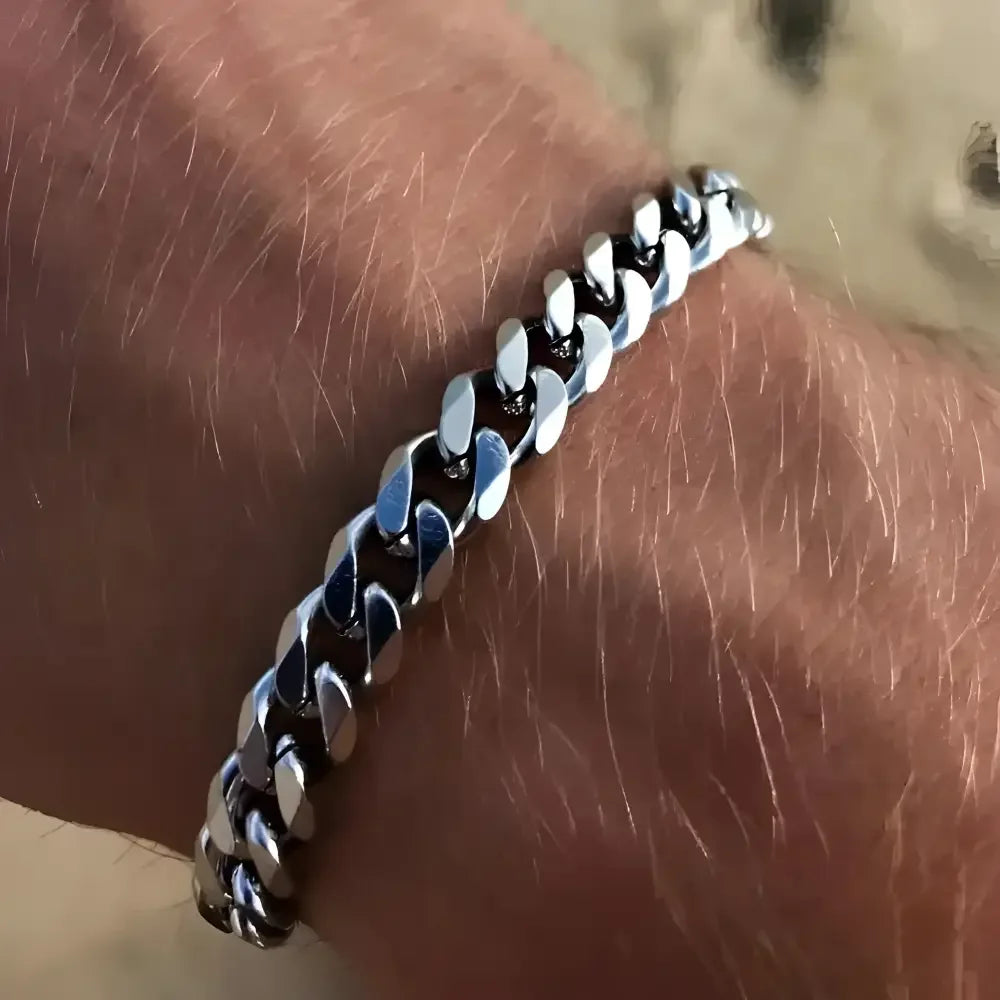 Vnox Silver Chunky Miami Curb Chain Bracelet for Men - Buzzastore