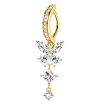 Pink Butterfly CZ Belly Button Ring - Fashionable Crystal Navel Barbell Jewelry for Women - Buzzastore