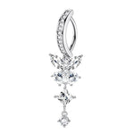 Pink Butterfly CZ Belly Button Ring - Fashionable Crystal Navel Barbell Jewelry for Women - Buzzastore