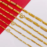 Gold Plated Bamboo Beaded Long Chain Necklace for Men Women - Trendy Choker Jewelry Accessory - Buzzastore