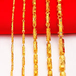 Gold Plated Bamboo Beaded Long Chain Necklace for Men Women - Trendy Choker Jewelry Accessory - Buzzastore