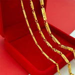Gold Plated Bamboo Beaded Long Chain Necklace for Men Women - Trendy Choker Jewelry Accessory - Buzzastore