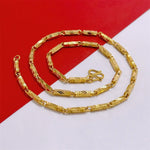 Gold Plated Bamboo Beaded Long Chain Necklace for Men Women - Trendy Choker Jewelry Accessory - Buzzastore