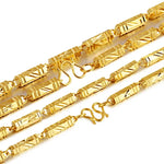 Gold Plated Bamboo Beaded Long Chain Necklace for Men Women - Trendy Choker Jewelry Accessory - Buzzastore