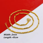 Gold Plated Bamboo Beaded Long Chain Necklace for Men Women - Trendy Choker Jewelry Accessory - Buzzastore
